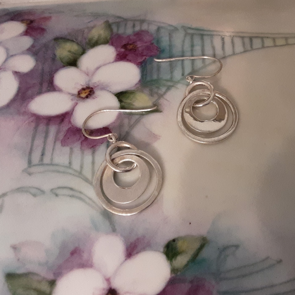 Vintage 925 Solid Sterling Triple Ring French Wir… - image 3